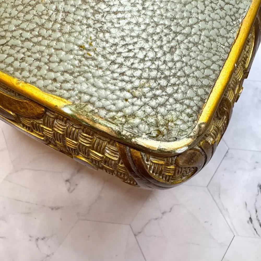 Vtg Tissue Box Cover Ornate Decorative Square Resin Baroque Scrolling Leaf EUC